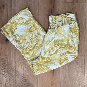 NANETTE LEPORE Smocked Waist Wide Leg Pant Gold Ray Tropical Print Sz XL